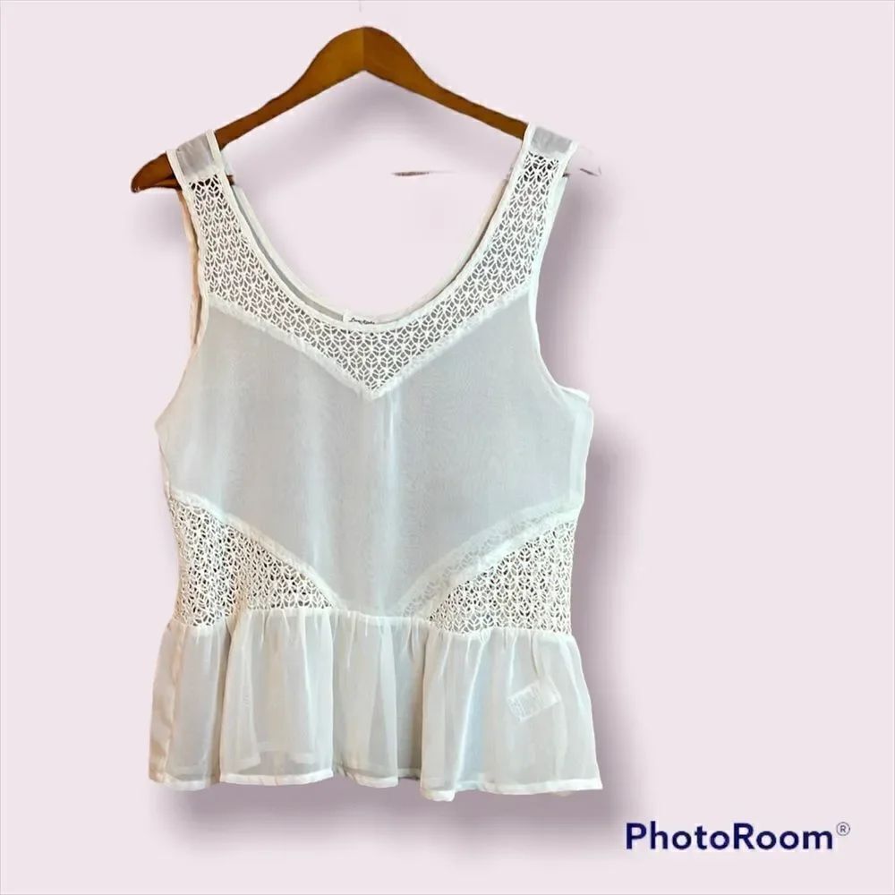 LOVE RICHE Sheer Peplum Tank Top